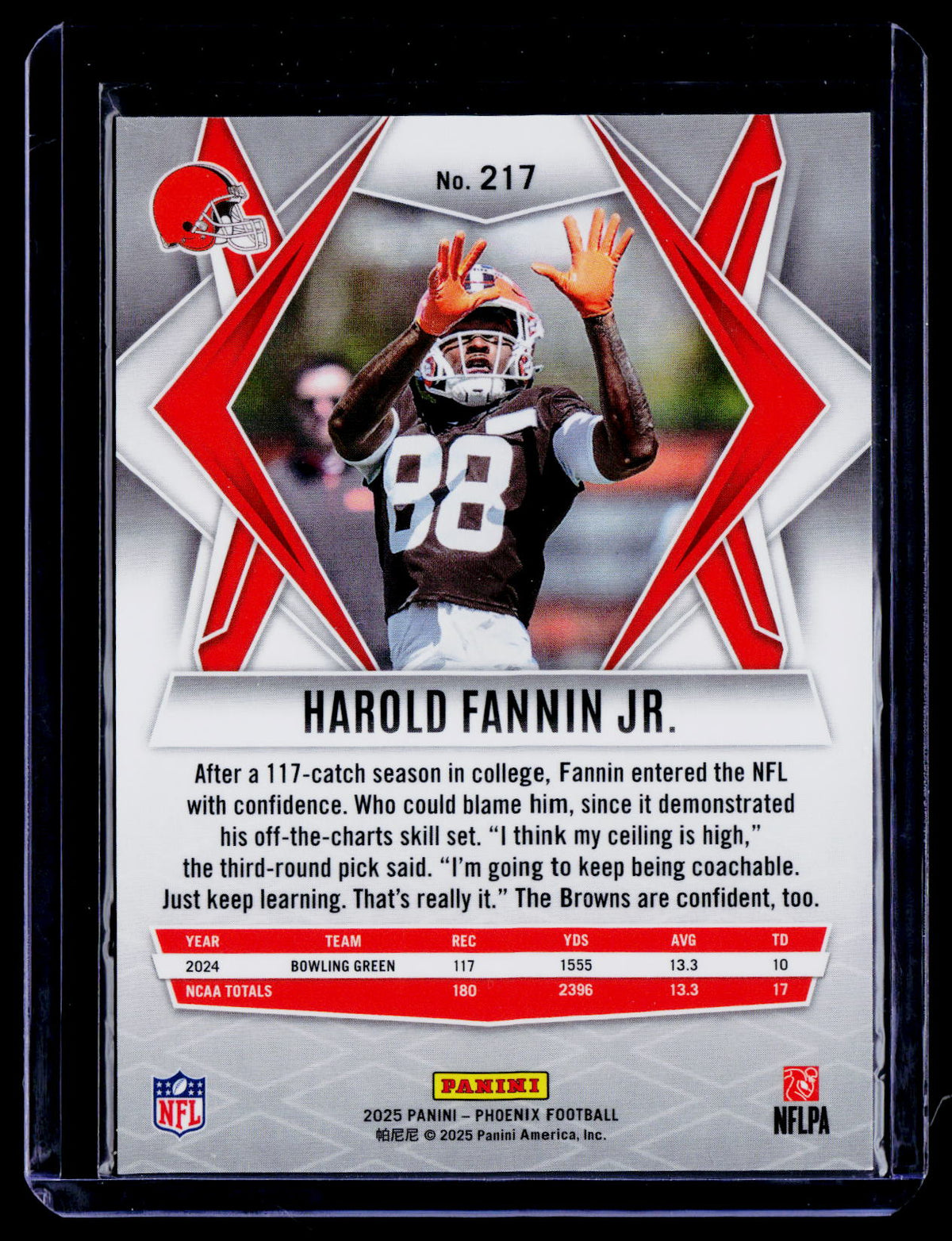 Harold Fannin Jr. 2025 Panini Phoenix 217 RC RC Cleveland Browns