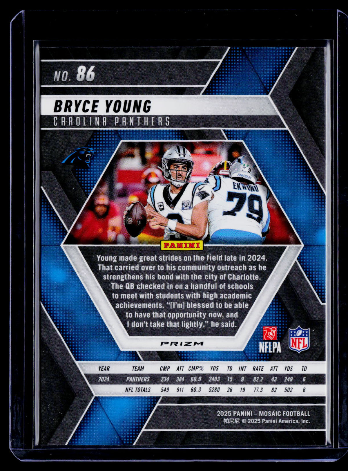 Bryce Young 2025 Panini Mosaic 86 Blue Scope Carolina Panthers