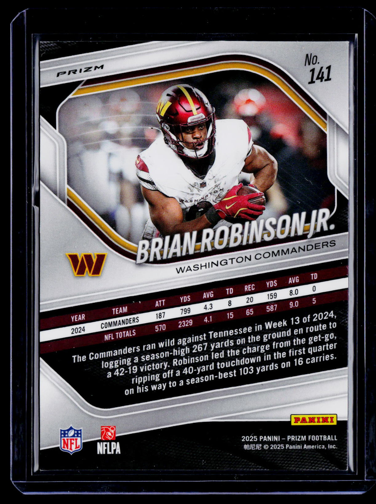 Brian Robinson Jr. 2025 Panini Prizm 141 Red Flash Washington Commanders