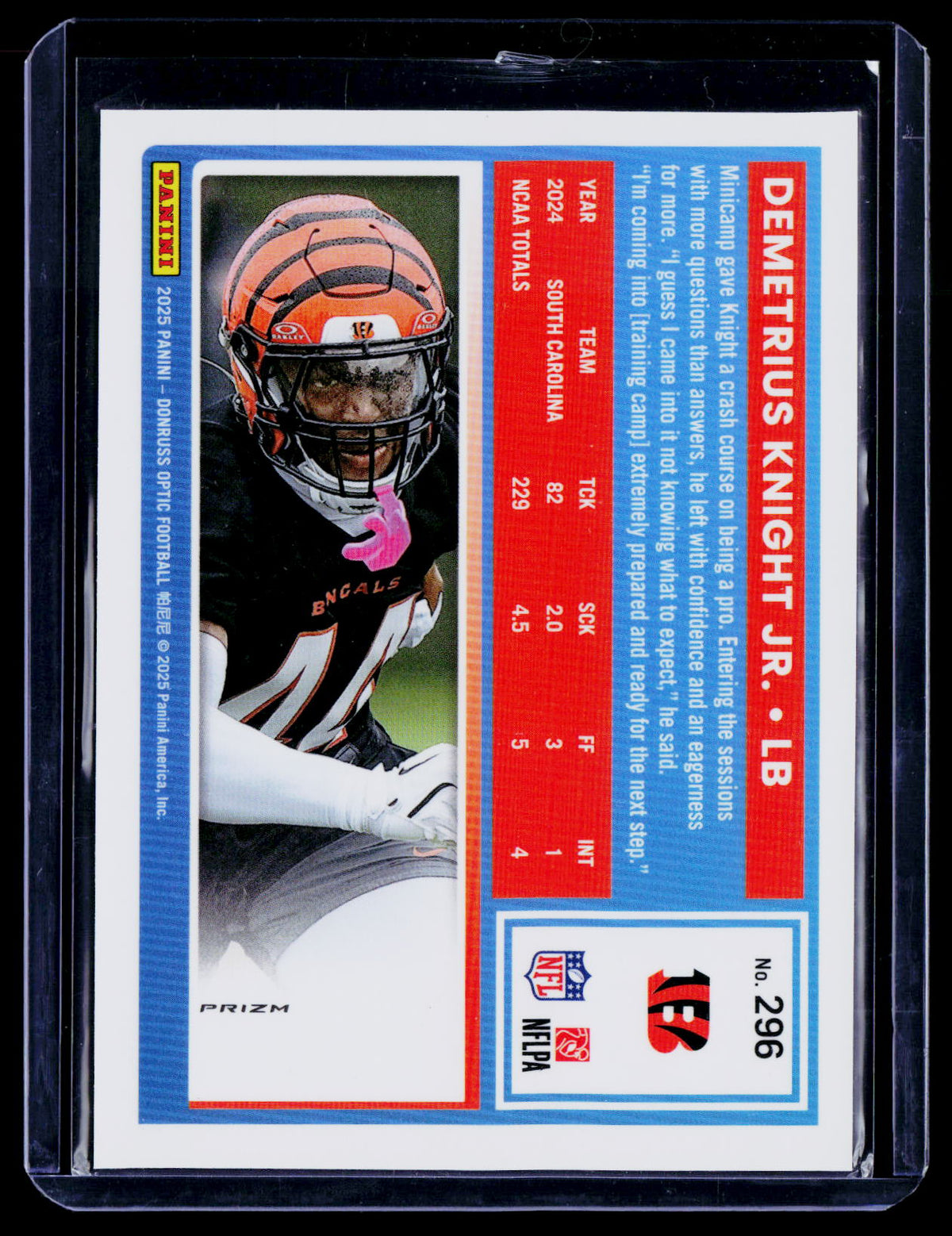 Demetrius Knight Jr. 2025 Donruss Optic 296 Holo RC RC Cincinnati Bengals