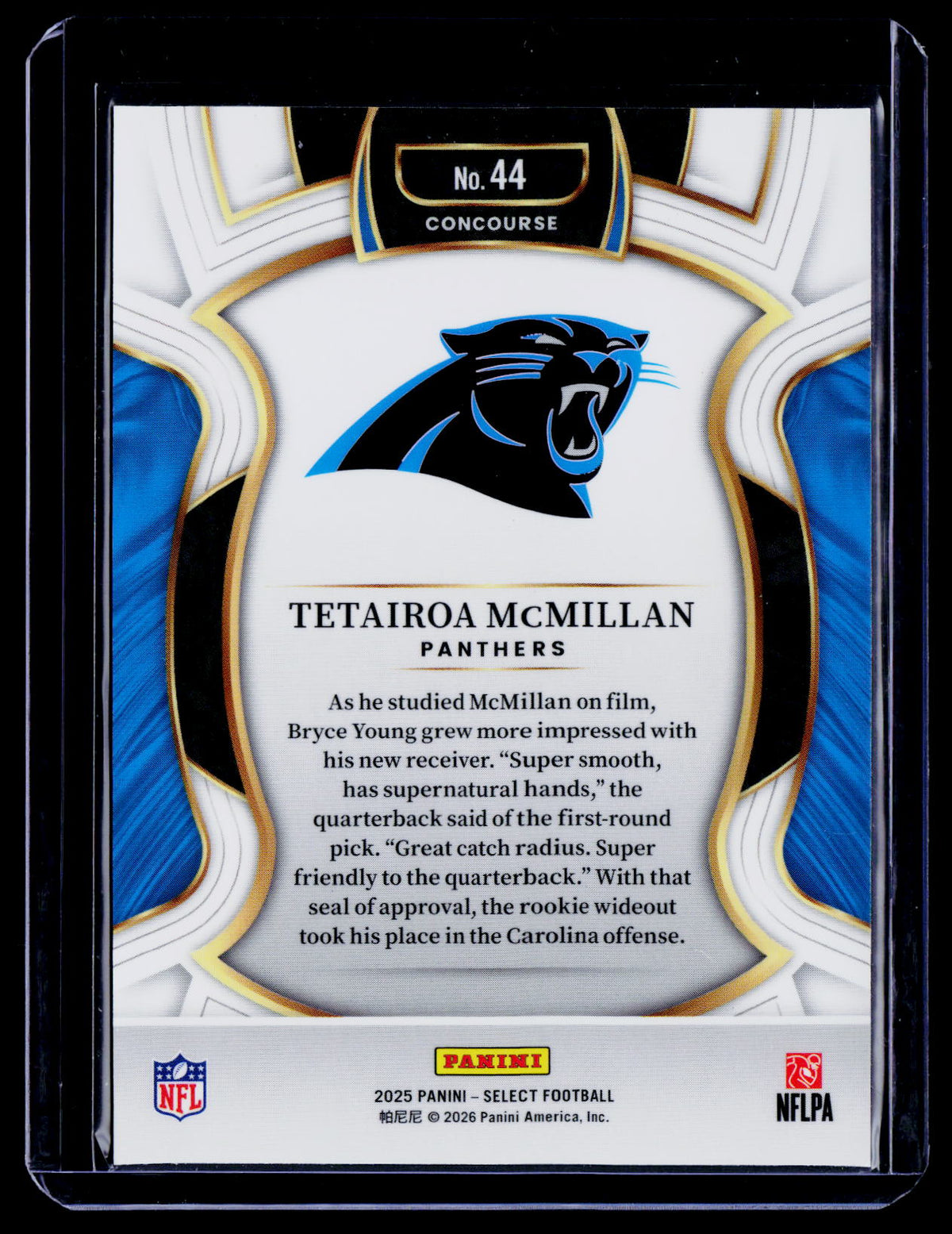 Tetairoa McMillan 2025 Panini Select 44 RC RC Carolina Panthers