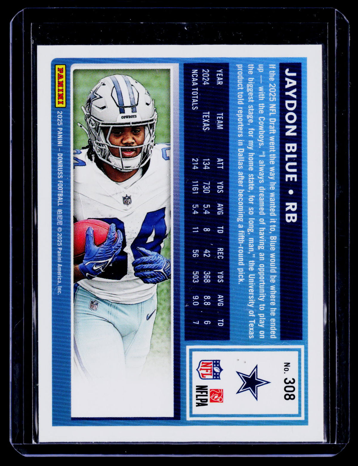Jaydon Blue 2025 Donruss 308 RC RC Dallas Cowboys