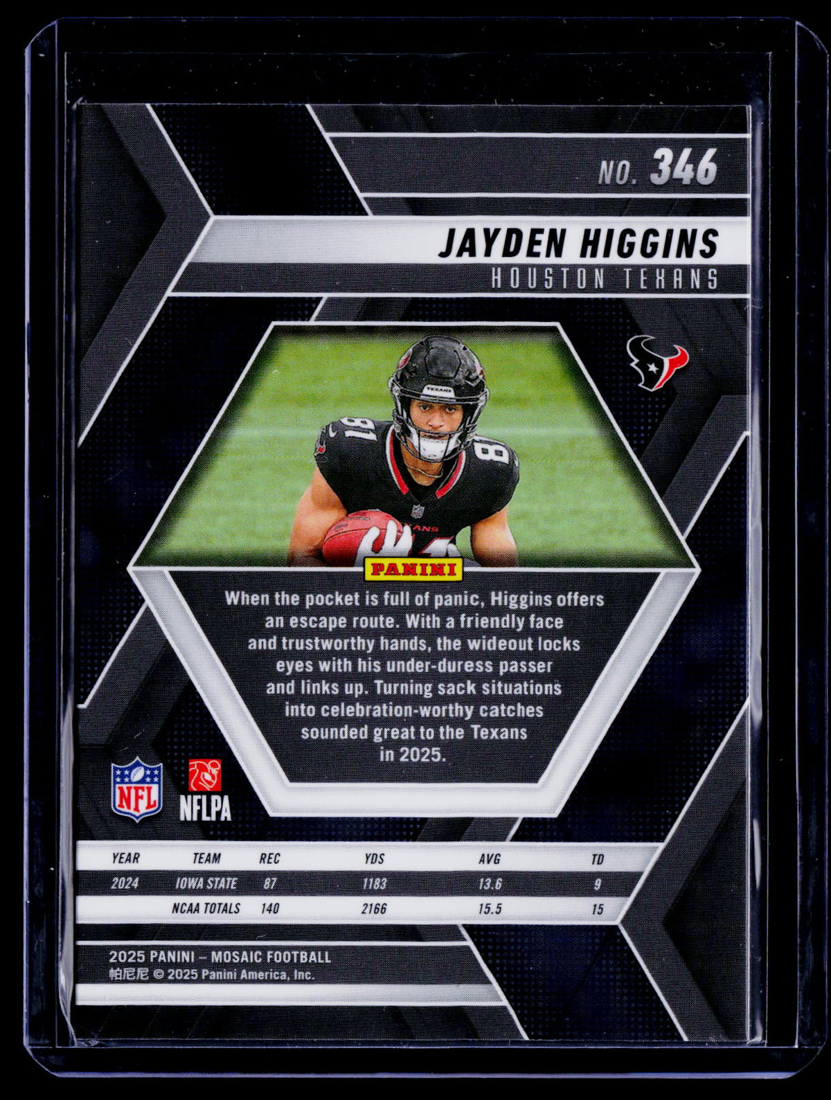Jayden Higgins 2025 Panini Mosaic 346 RC RC Houston Texans