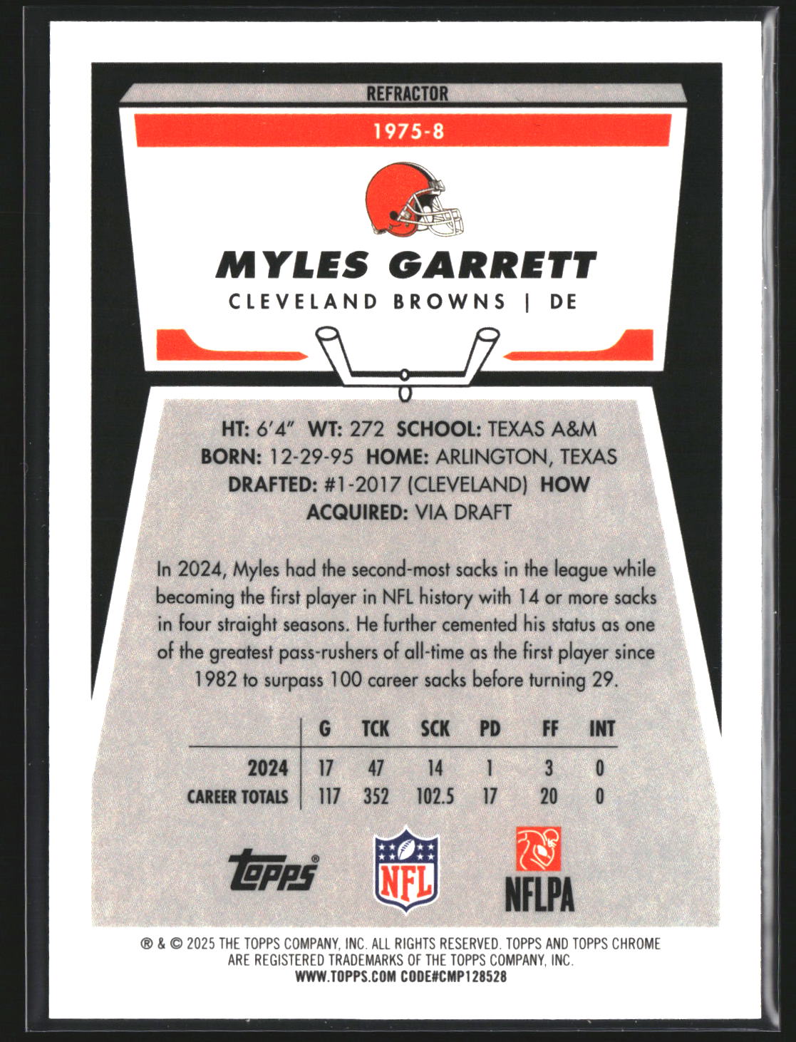 Myles Garrett 2025 Topps Chrome 1975-8 1975 Topps Refractor Cleveland Browns
