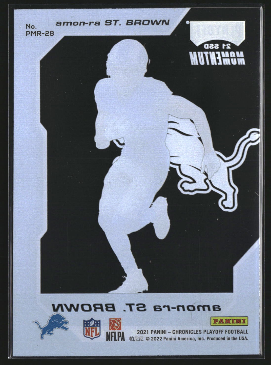Amon-Ra St. Brown 2021 Panini Chronicles PMR-28 Playoff Momentum Lions