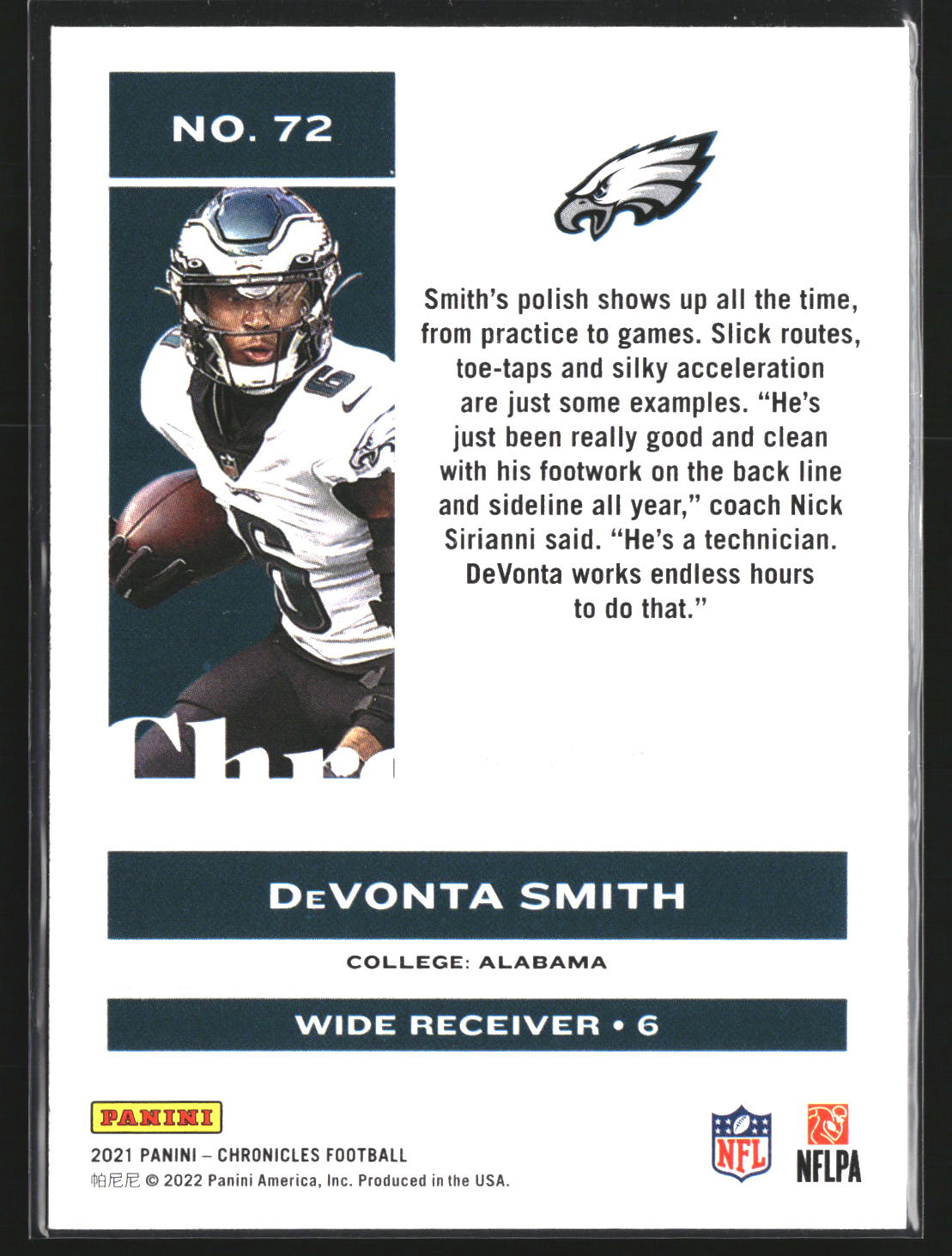 DeVonta Smith 2021 Panini Chronicles - Green 72 RC RC Philadelphia Eagles