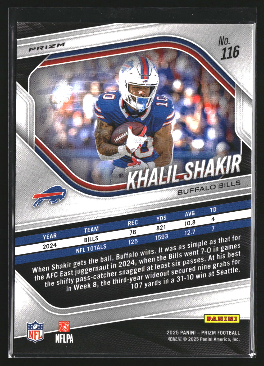 Khalil Shakir 2025 Panini Prizm 116 Red Flash Buffalo Bills