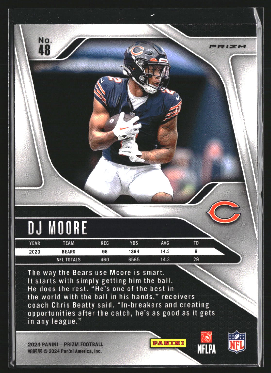 DJ Moore 2024 Panini Prizm 48 Silver Chicago Bears
