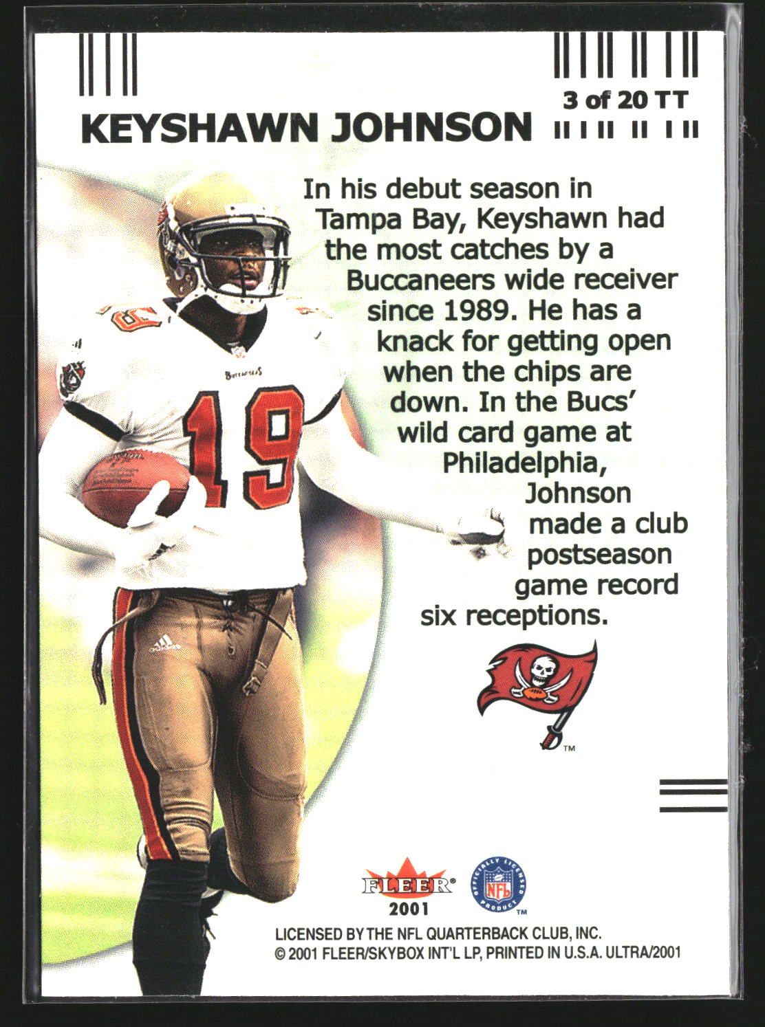 Keyshawn Johnson 2001 Ultra 3 TT Two Minute Thrill Tampa Bay Buccaneers