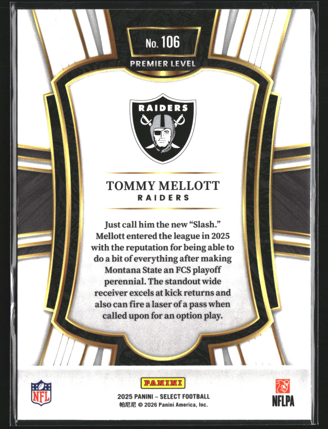 Tommy Mellott 2025 Panini Select 106 Las Vegas Raiders