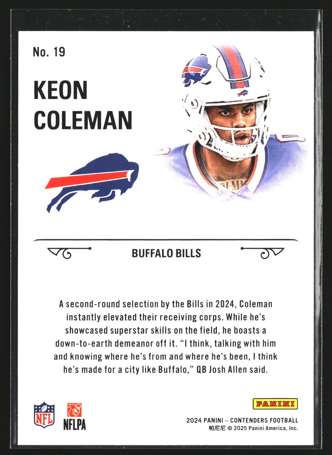 Keon Coleman 2024 Panini Contenders 19 Rookie Stallions Buffalo Bills
