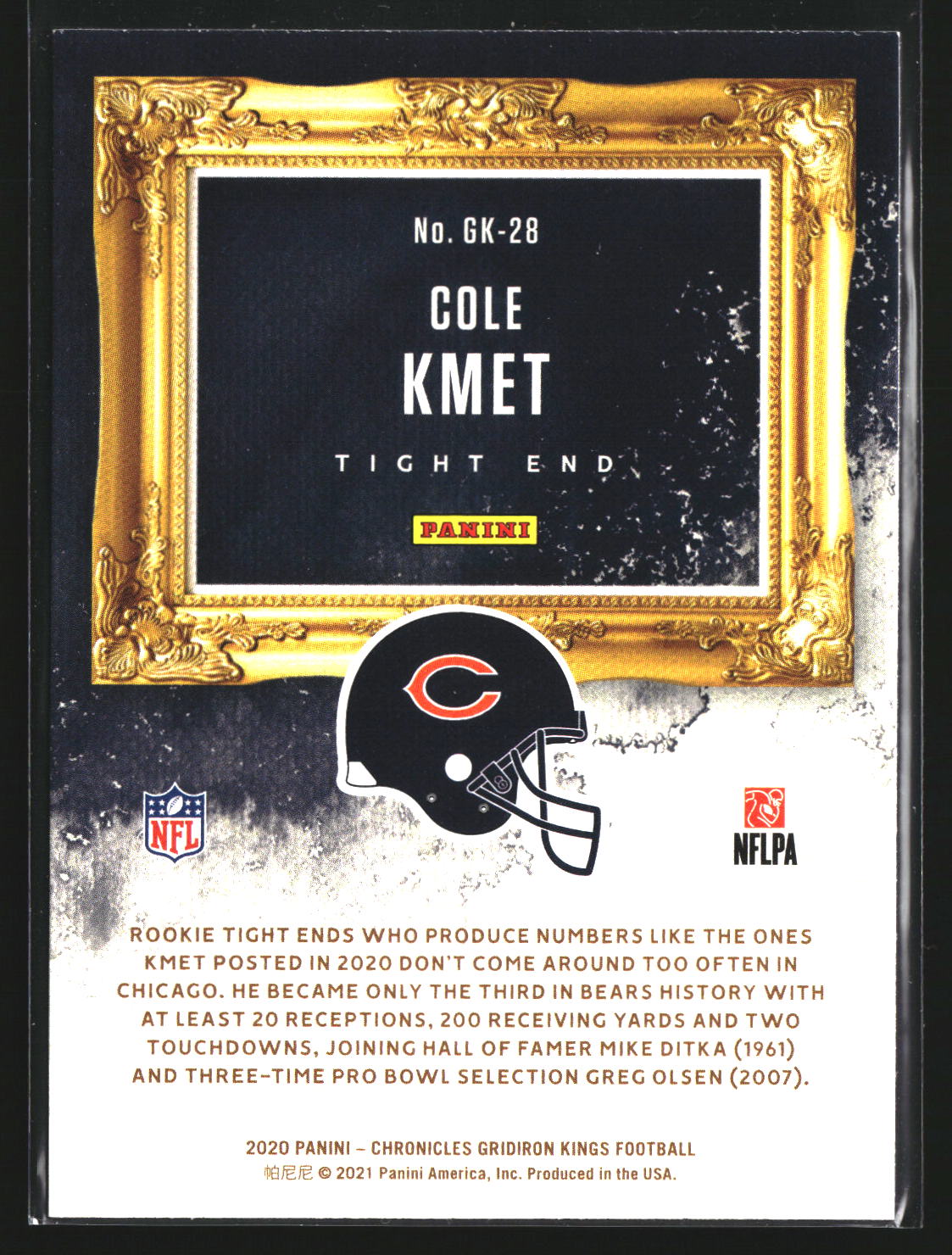 Cole Kmet 2020 Panini Chronicles GK-28 Gridiron Kings Chicago Bears