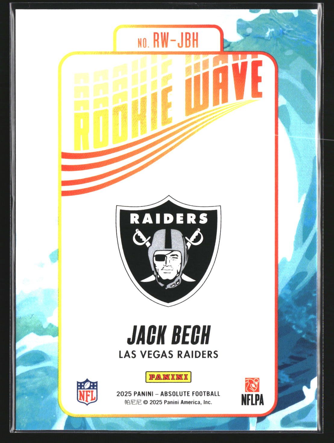 Jack Bech 2025 Panini Absolute RW-JBH Rookie Wave Las Vegas Raiders