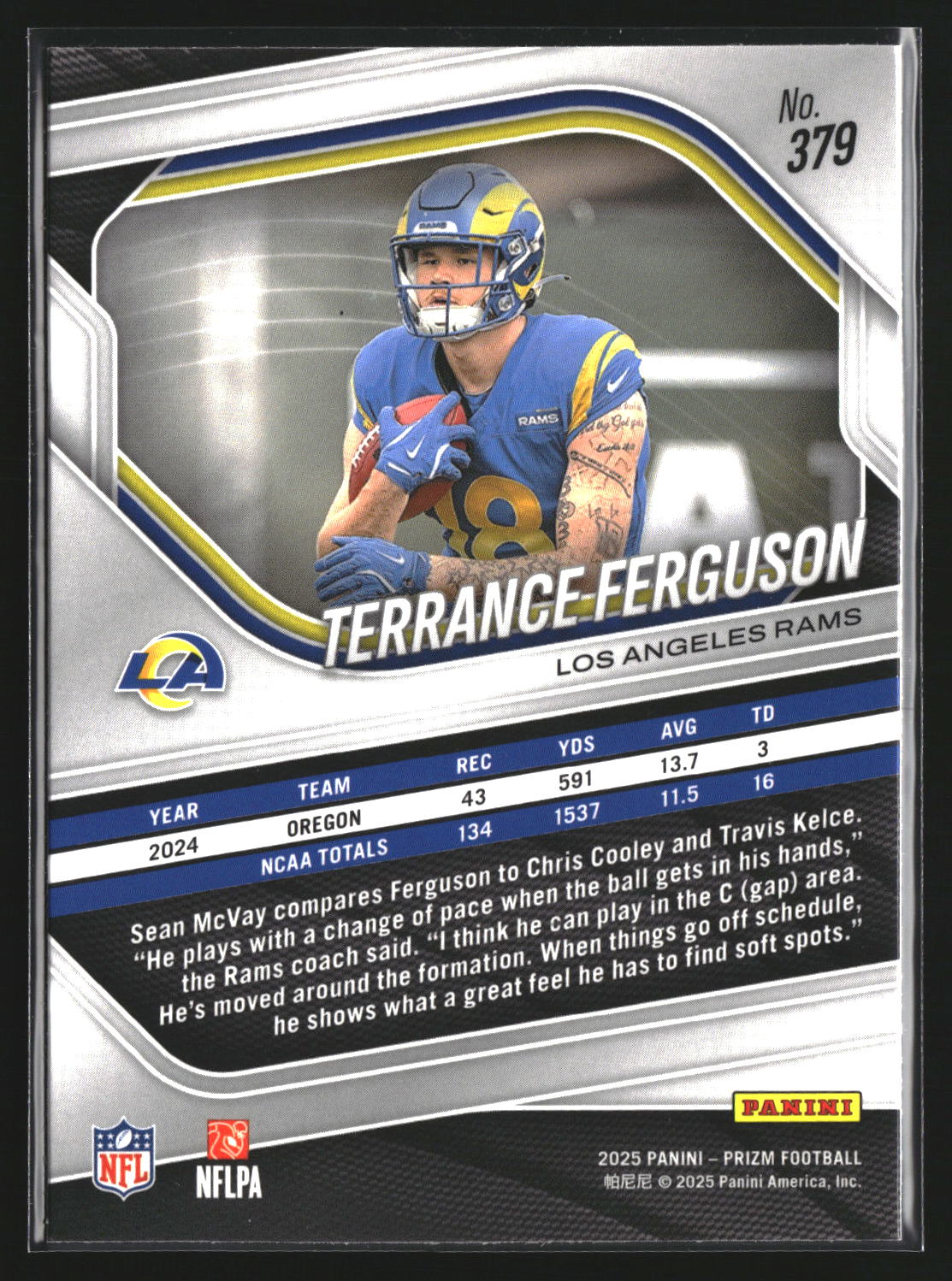 Terrance Ferguson 2025 Panini Prizm 379 RC RC Los Angeles Rams