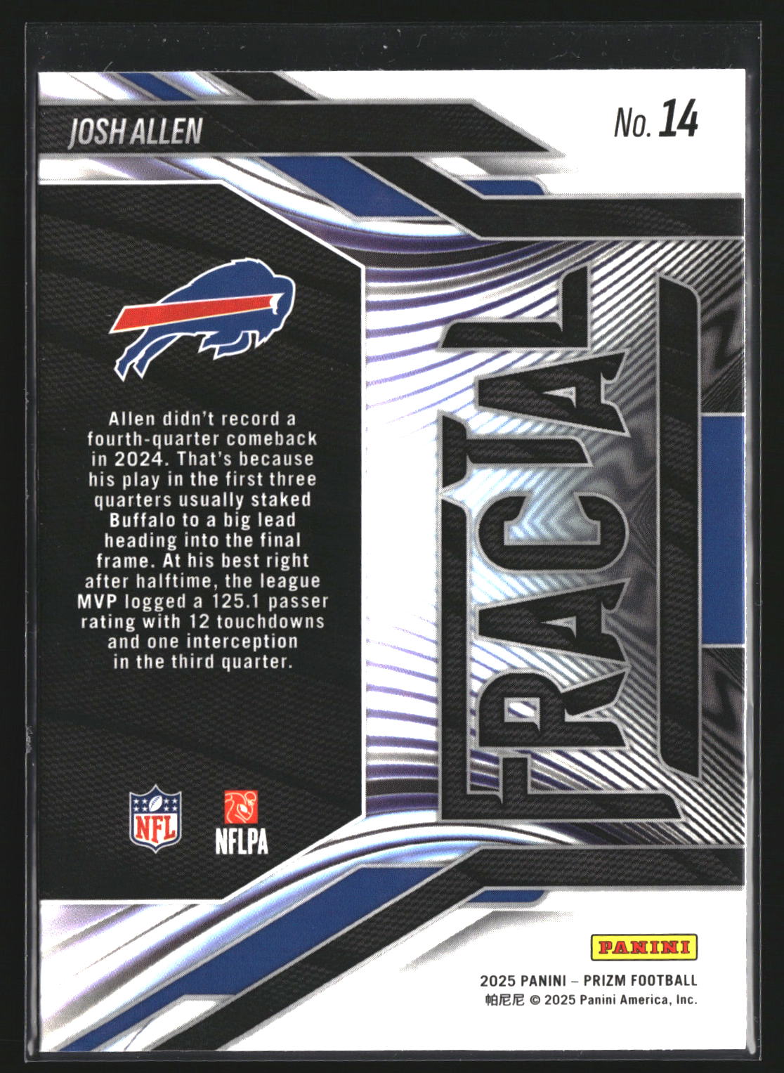 Josh Allen 2025 Panini Prizm 14 Fractal Buffalo Bills