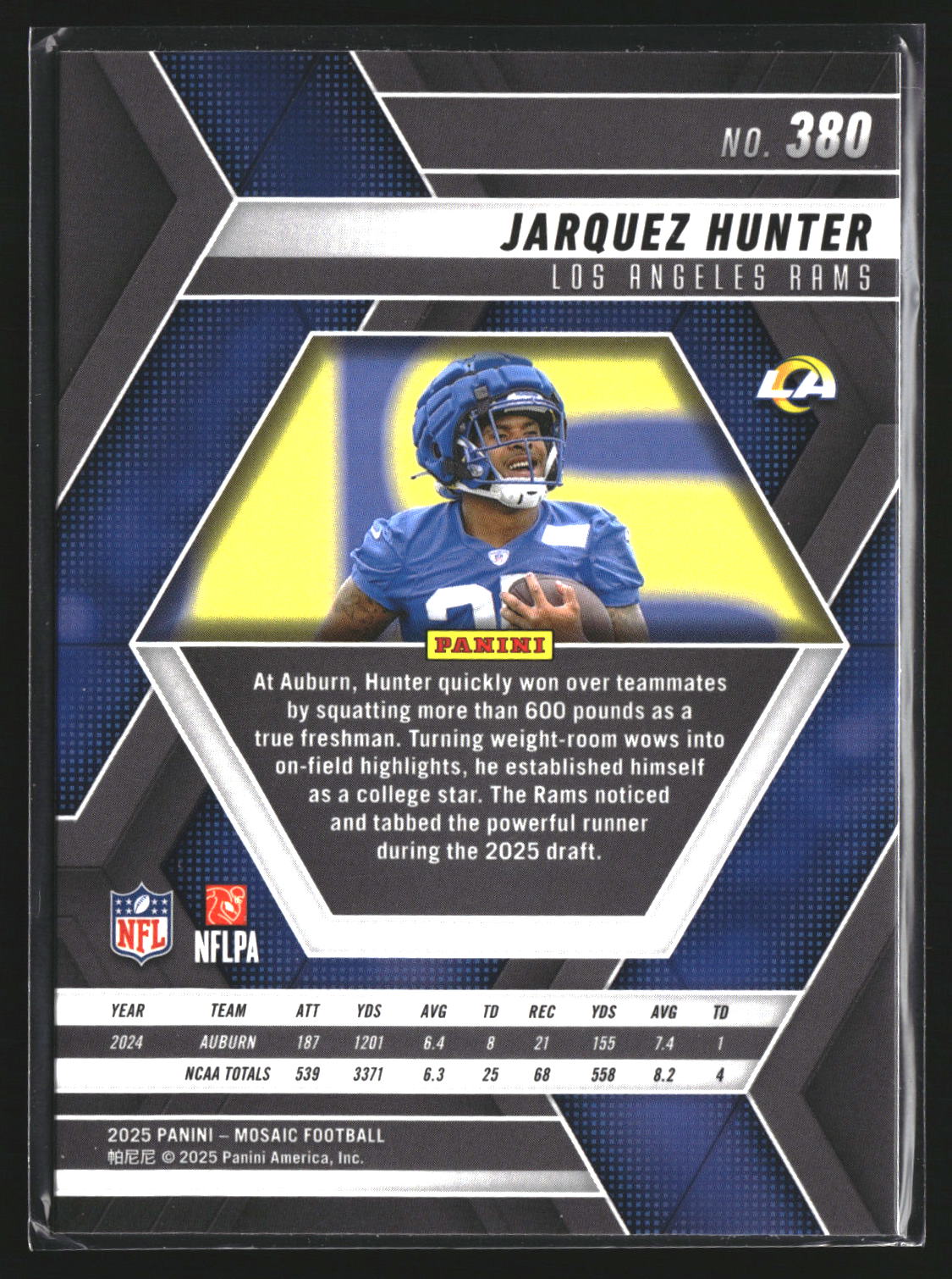 Jarquez Hunter 2025 Panini Mosaic 380 RC RC Los Angeles Rams