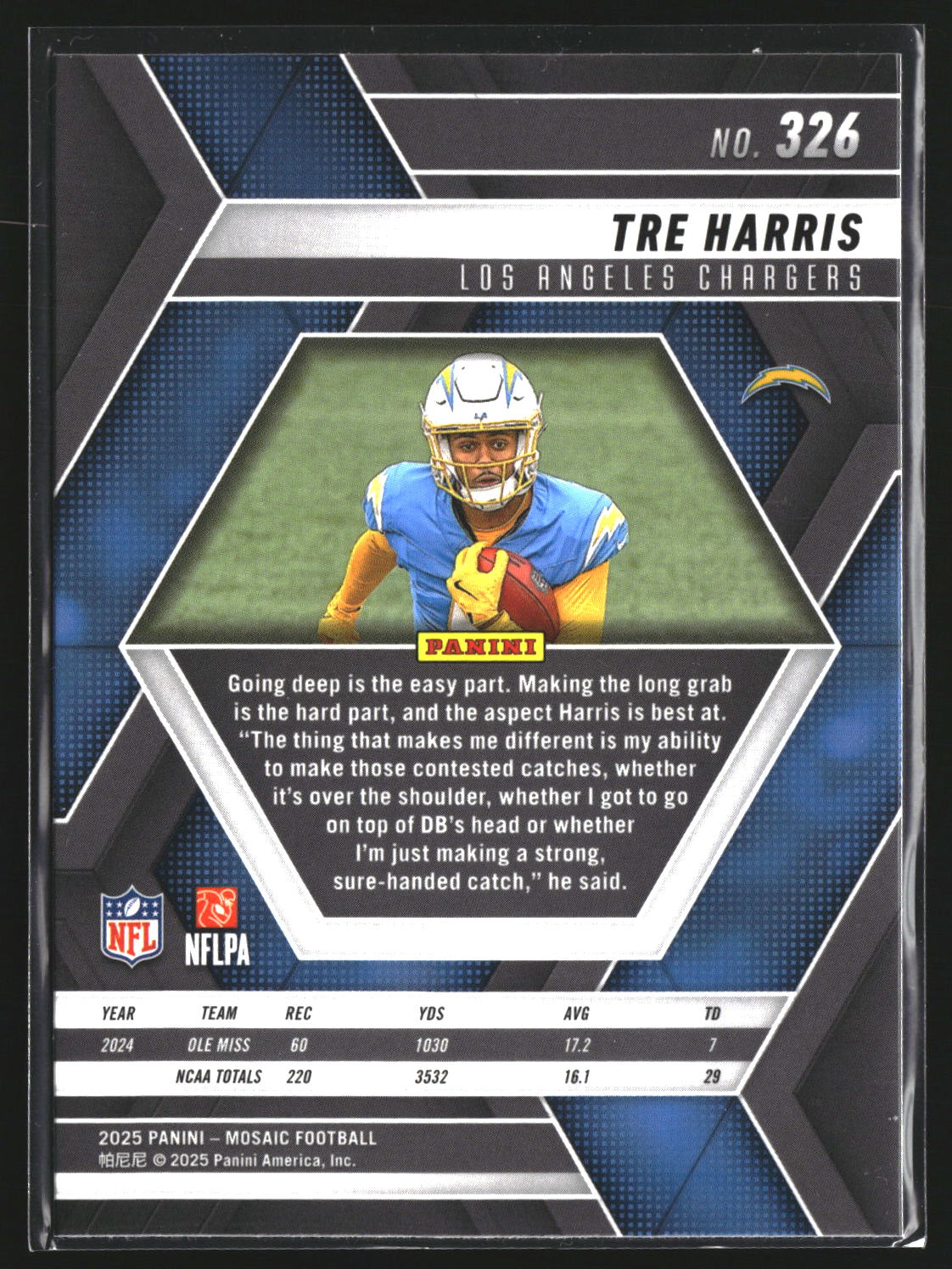 Tre Harris 2025 Panini Mosaic 326 RC RC Los Angeles Chargers