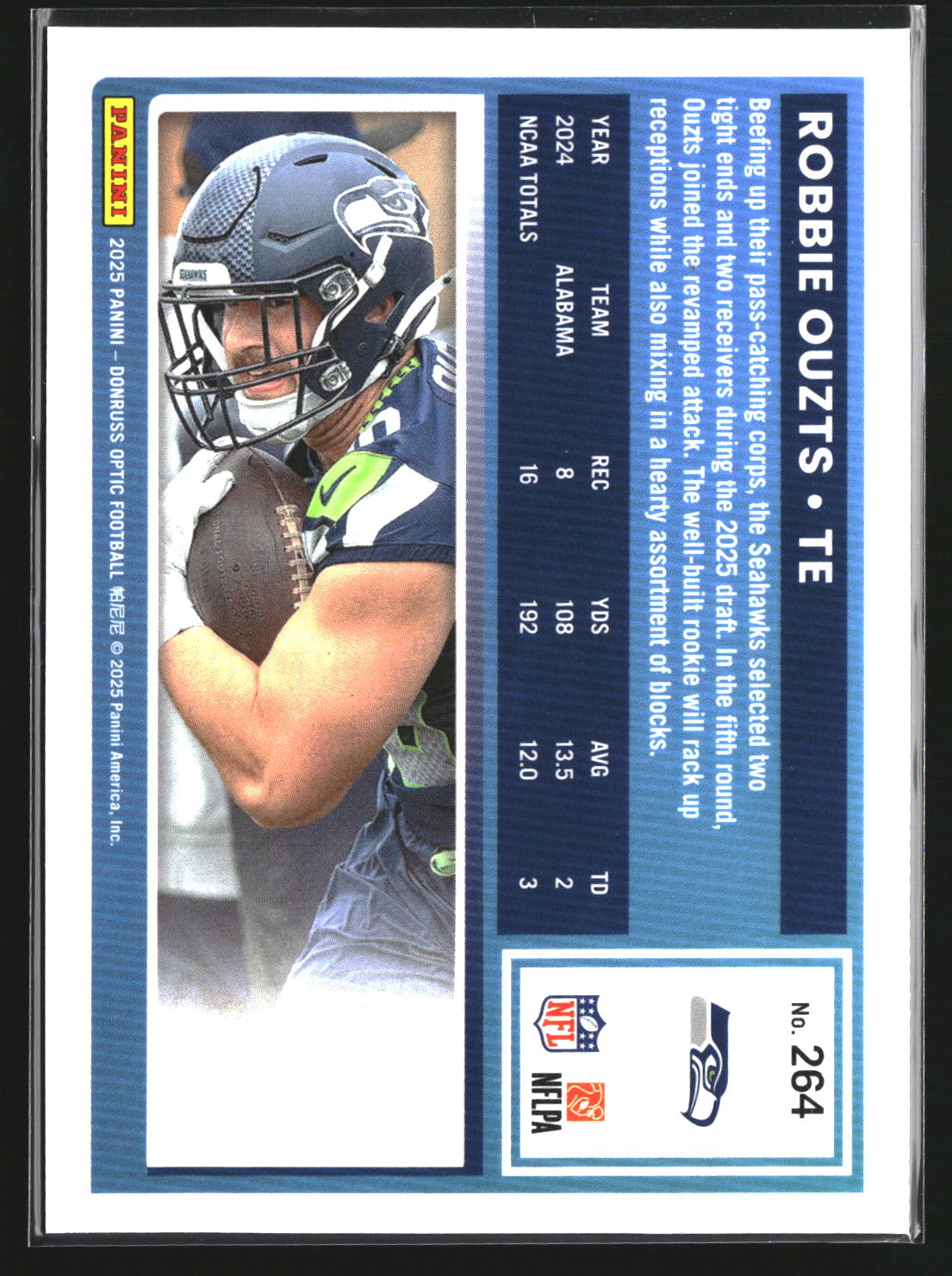 Robbie Ouzts 2025 Donruss Optic 264 RC RC Seattle Seahawks