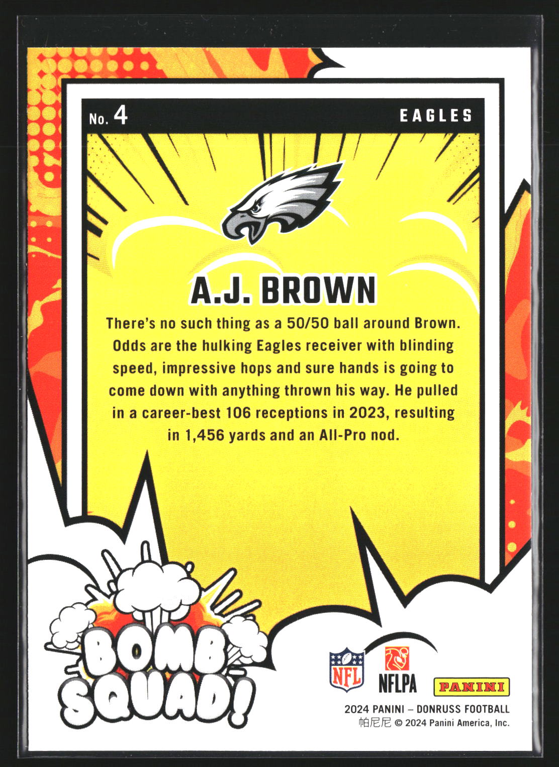 A.J. Brown 2024 Donruss 4 Bomb Squad Philadelphia Eagles