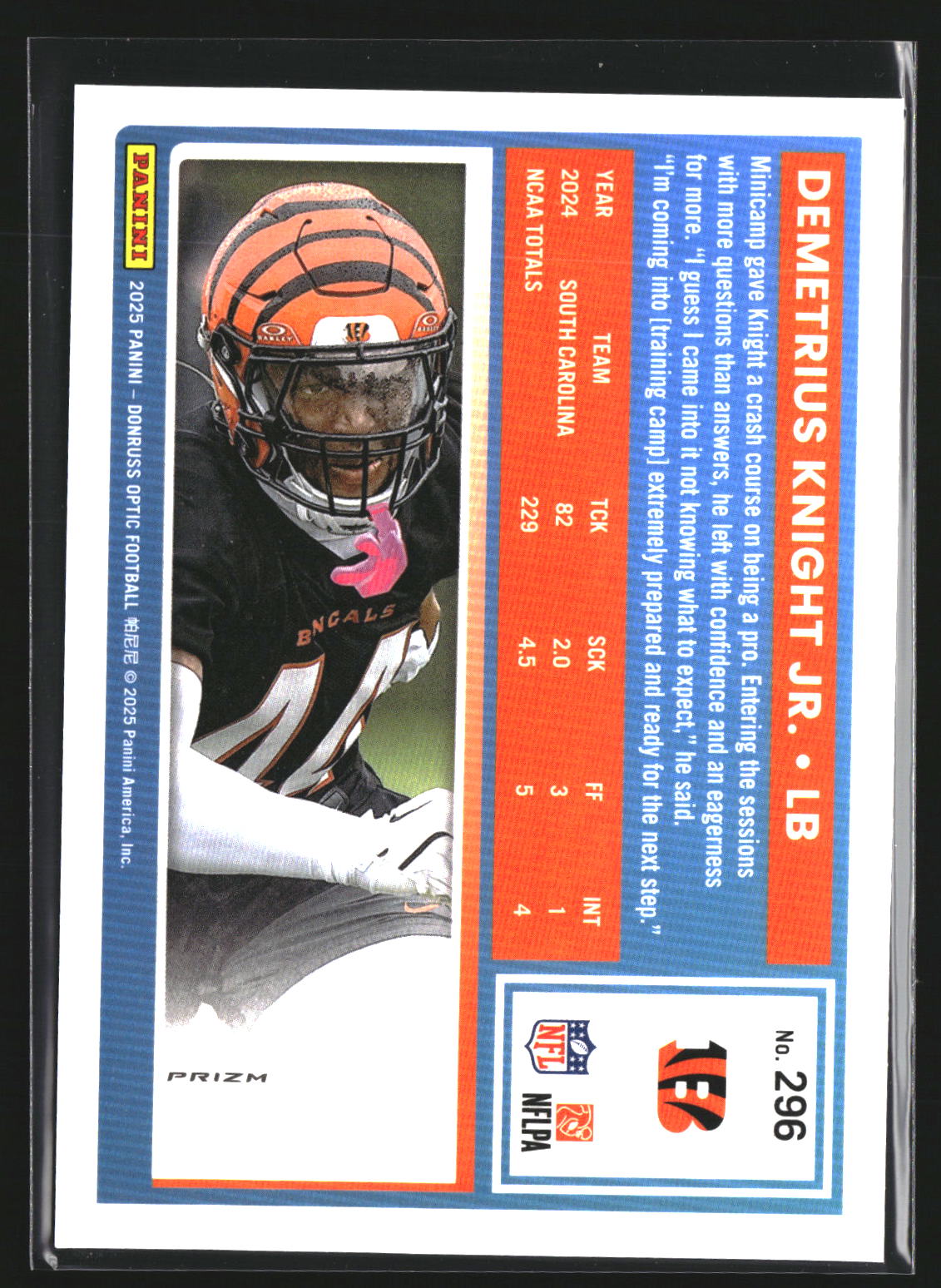 Demetrius Knight Jr. 2025 Donruss Optic 296 Blue Scope RC RC Cincinnati Bengals