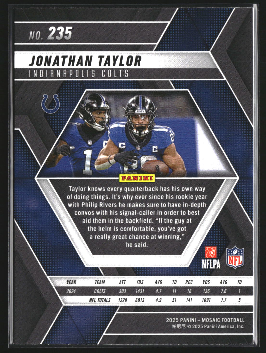 Jonathan Taylor 2025 Panini Mosaic 235 Indianapolis Colts