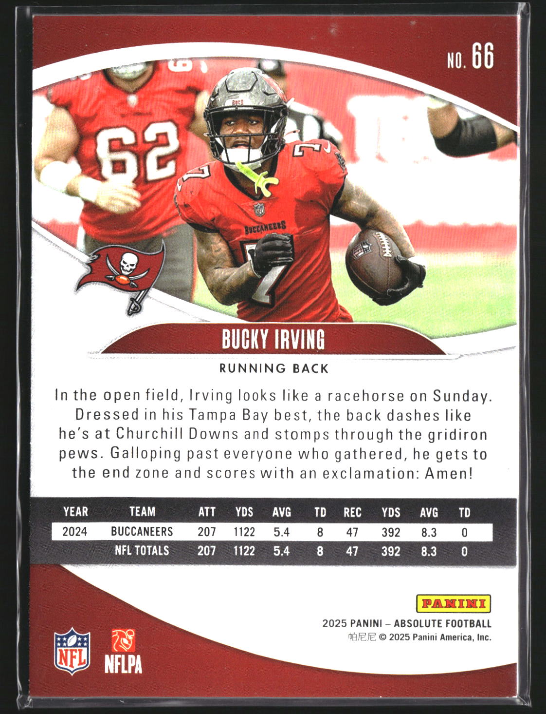 Bucky Irving 2025 Panini Absolute 66 Tampa Bay Buccaneers