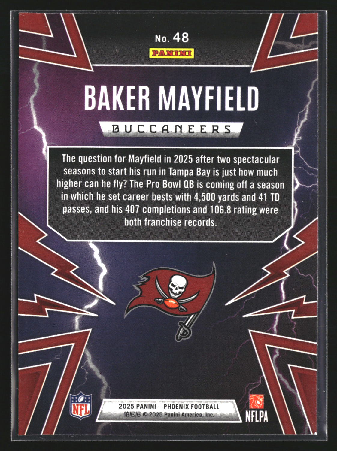 Baker Mayfield 2025 Panini Phoenix 48 Thunderbirds Tampa Bay Buccaneers