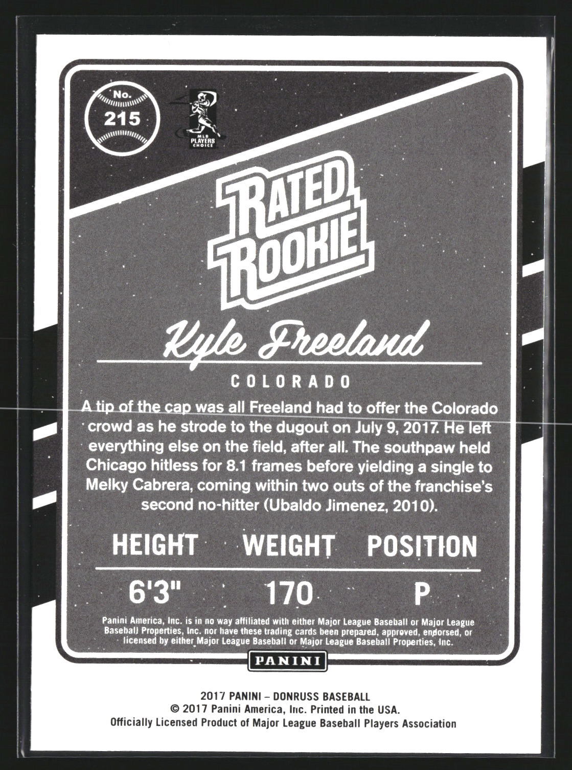 Kyle Freeland 2017 Panini Chronicles 215 Donruss Rated Rookies Colorado Rockies