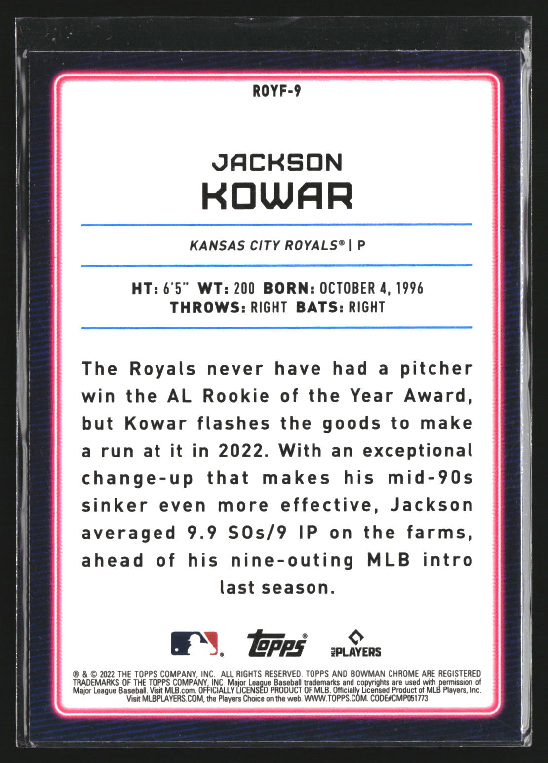 Jackson Kowar ROYF-9 Kansas City Royals