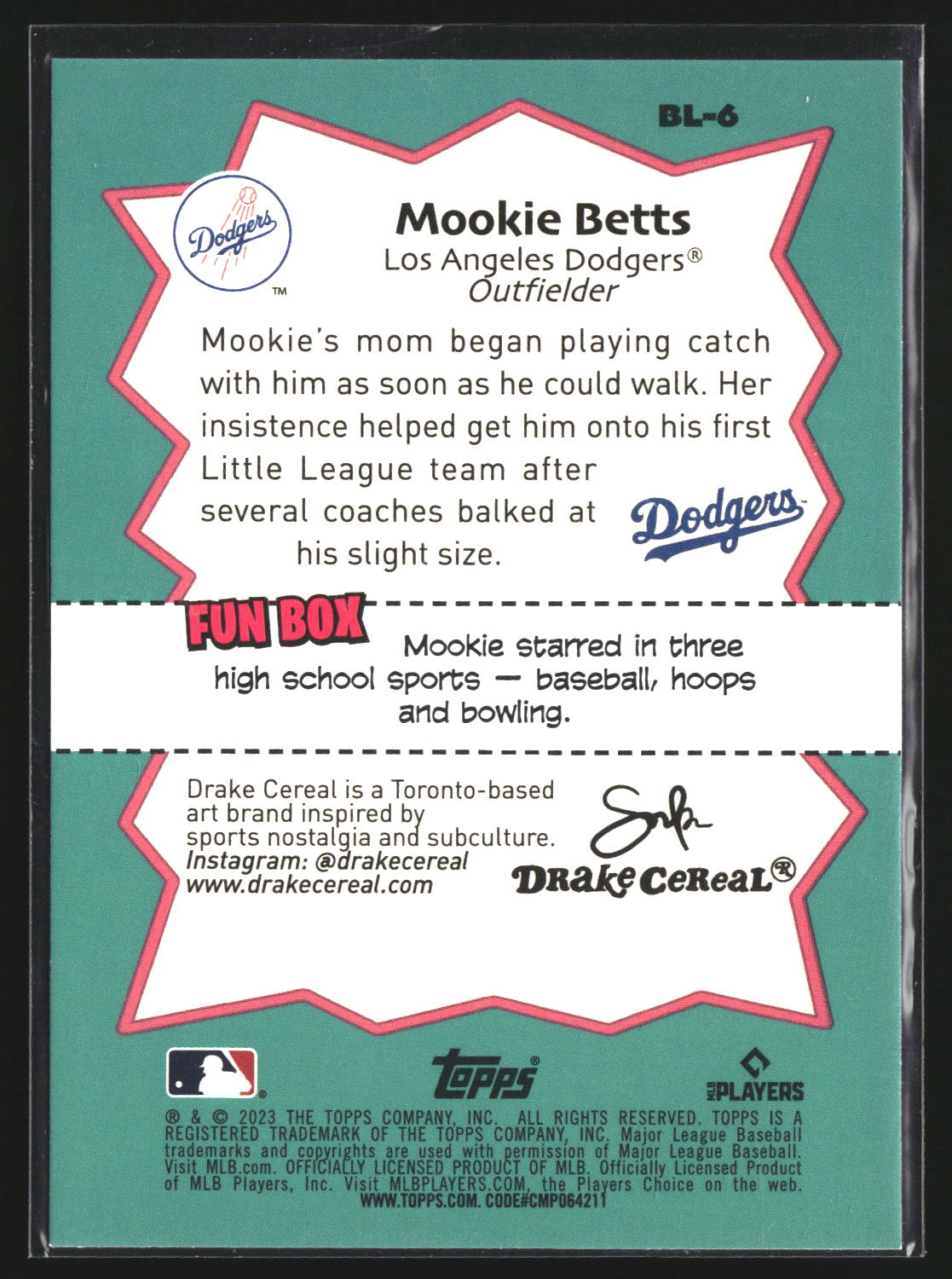 Mookie Betts 2023 Topps Big League BL-6 Big Leaguers Los Angeles Dodgers