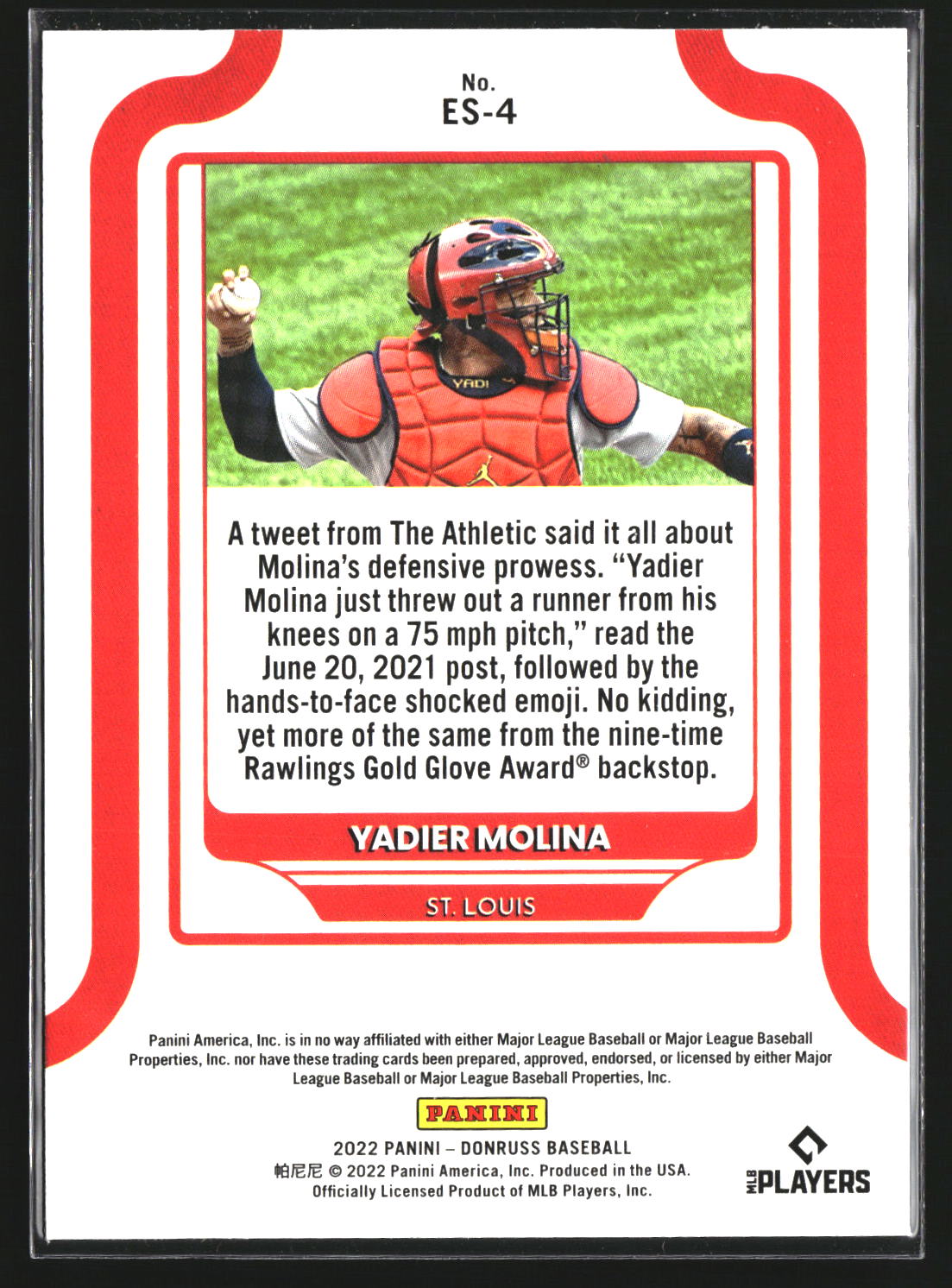 Yadier Molina 2022 Donruss ES-4 Elite Series Rapture St. Louis Cardinals
