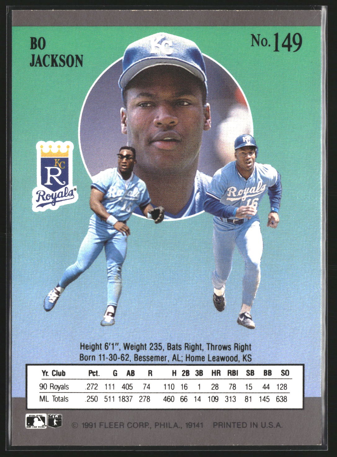 Bo Jackson 1991 Ultra 149 Kansas City Royals