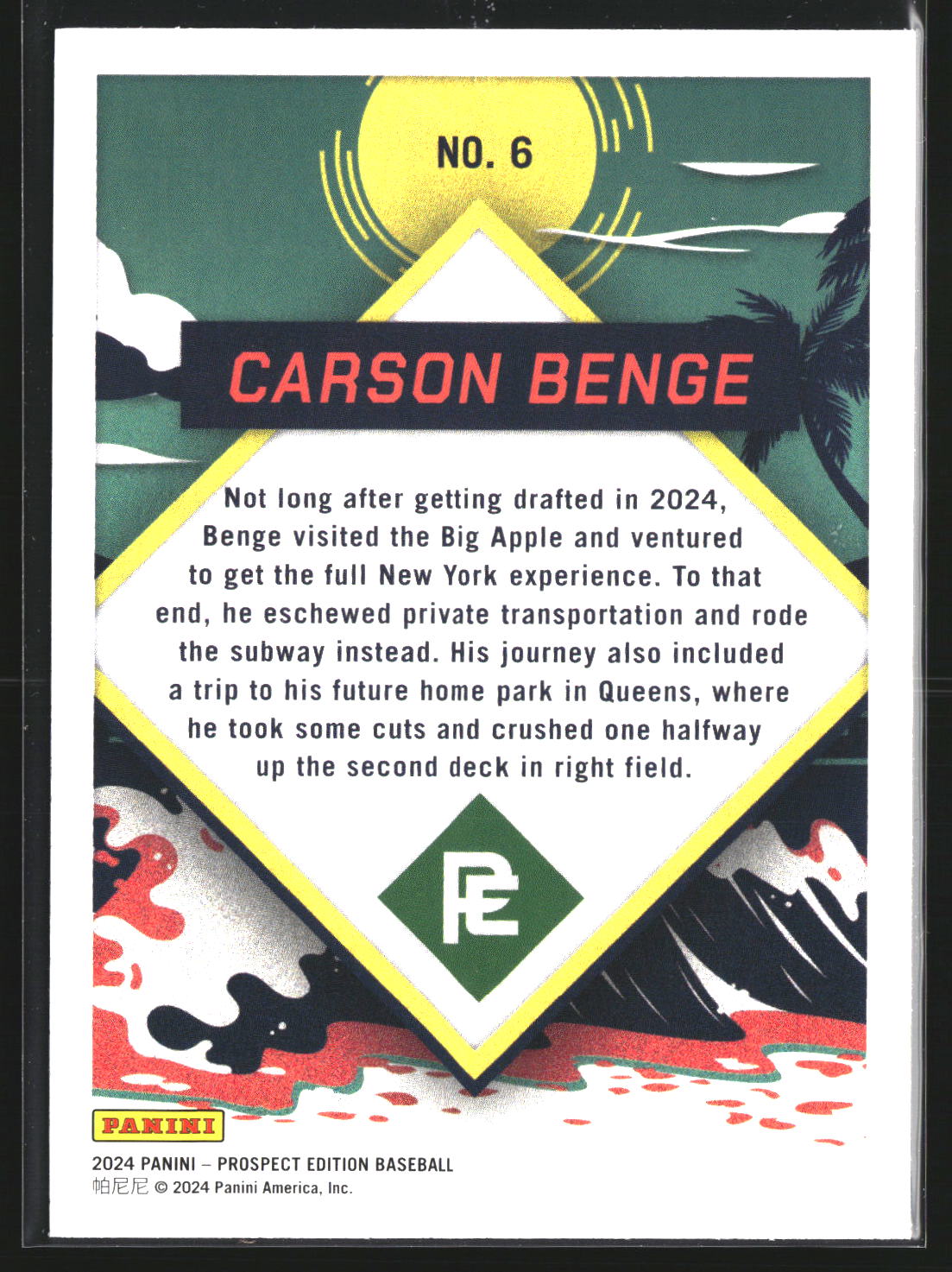 Carson Benge 2024 Panini Prospect Edition 6 Prepping for the Pros New York Mets