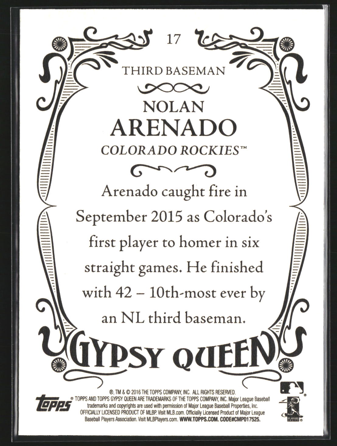 Nolan Arenado 2016 Topps Gypsy Queen 17 Colorado Rockies
