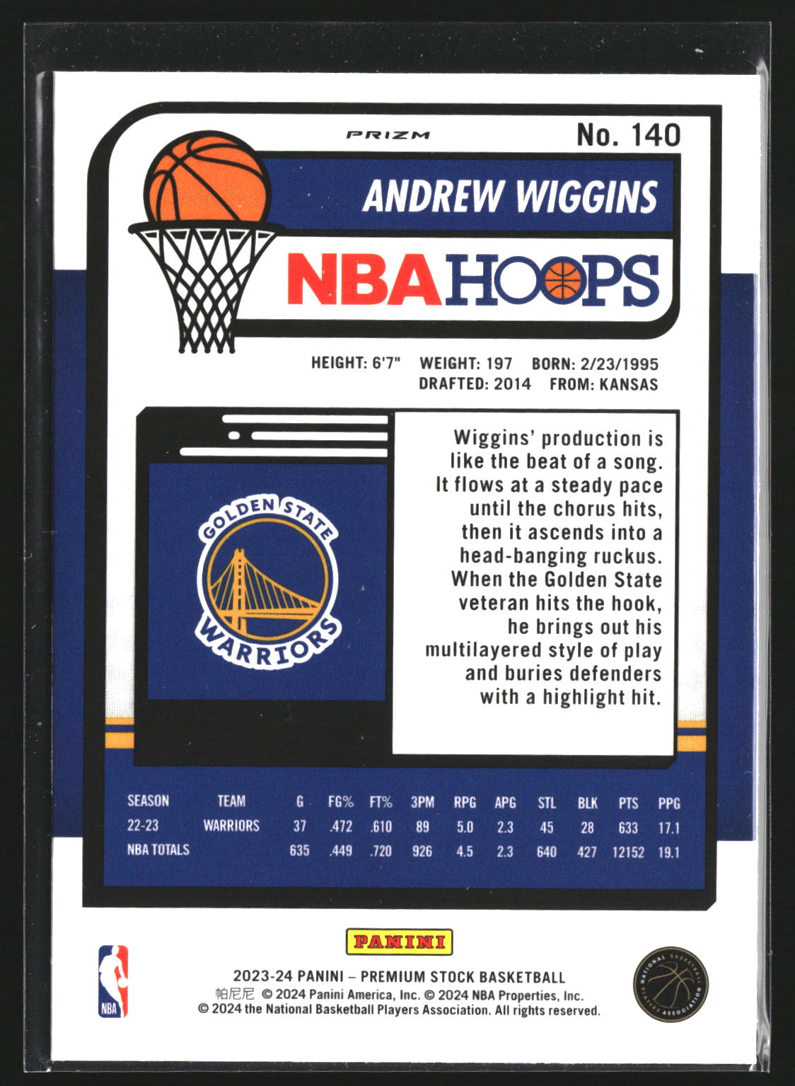Andrew Wiggins 2023-24 Hoops Premium Stock 140 Golden State Warriors