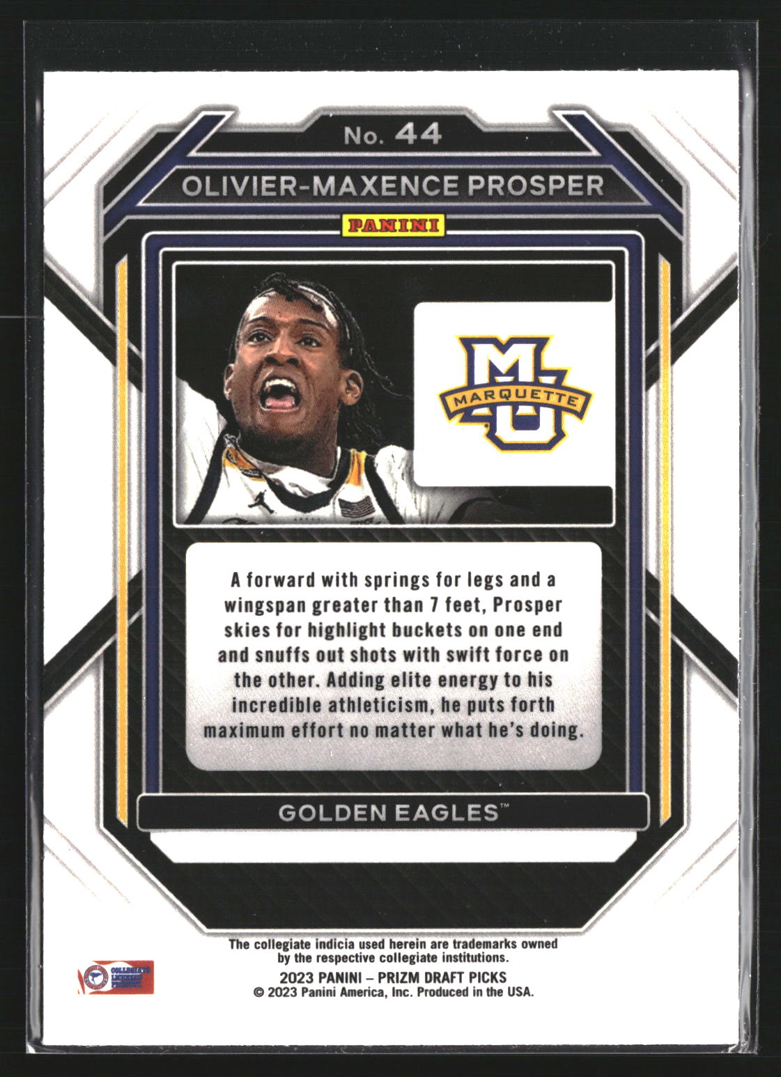 Olivier-Maxence Prosper 2023 Panini Prizm Draft Picks 44 Marquette Golden Eagles