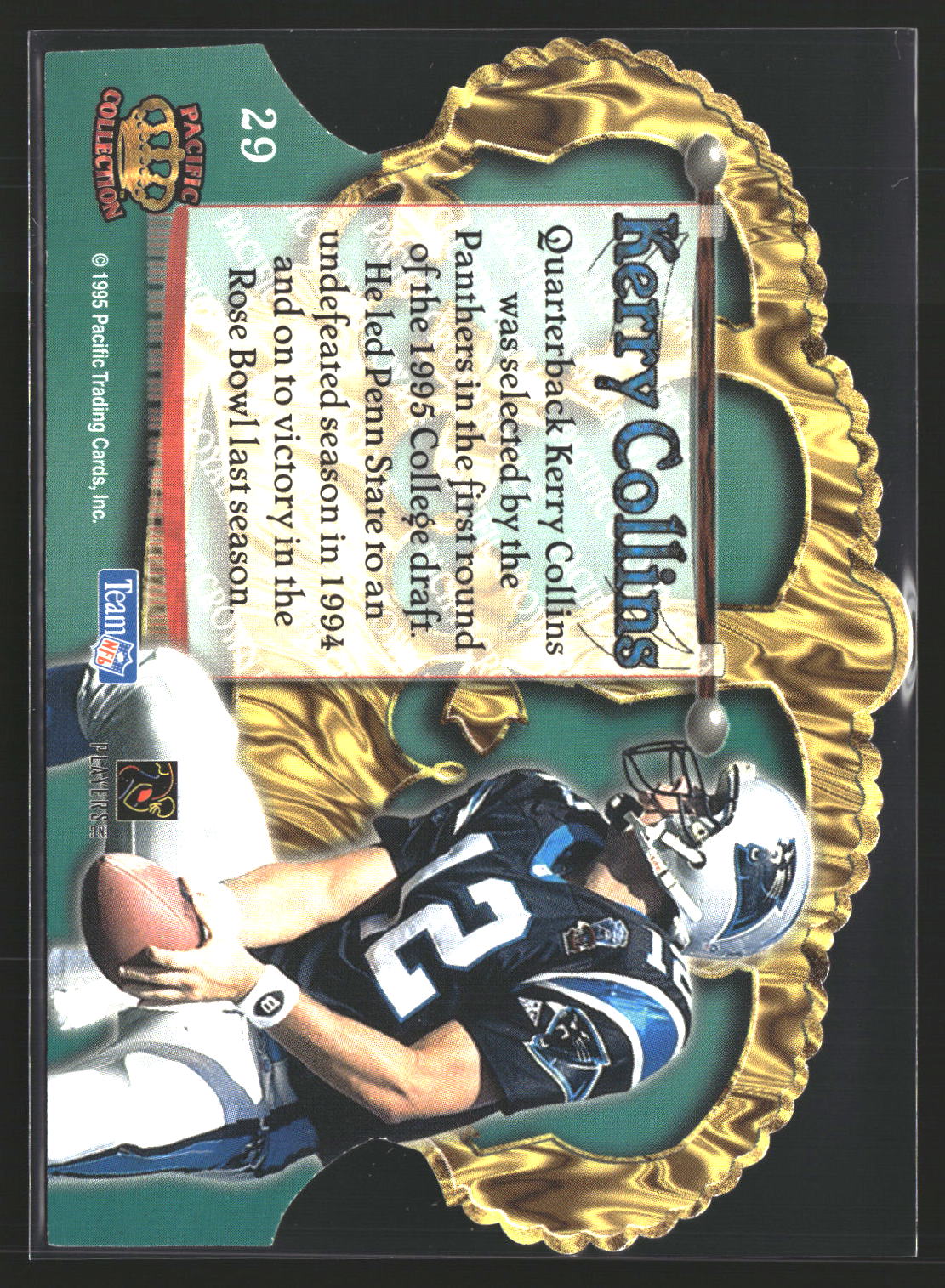Kerry Collins 1995 Pacific Crown Royale 29 RC RC Carolina Panthers