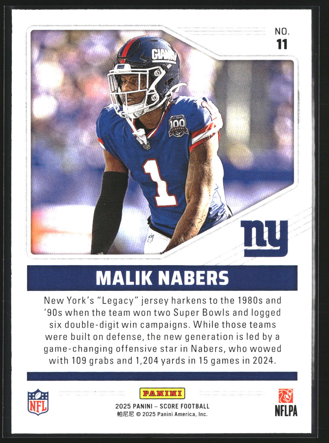 Malik Nabers 2025 Score 11 Throwbacks New York Giants