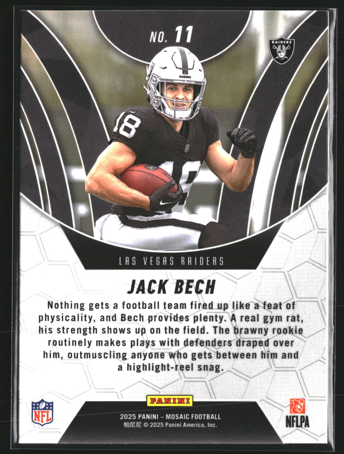 Jack Bech 2025 Panini Mosaic 11 Elevate Mosaic Las Vegas Raiders