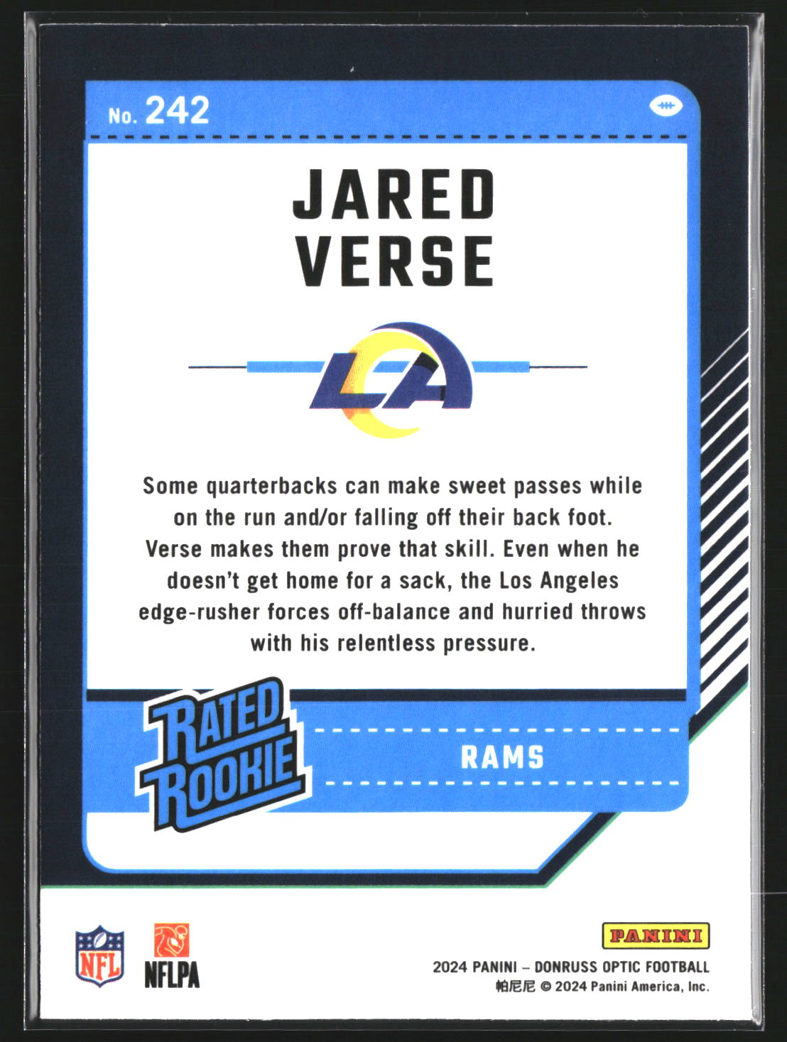 Jared Verse 2024 Donruss Optic 242 RC RC Los Angeles Rams