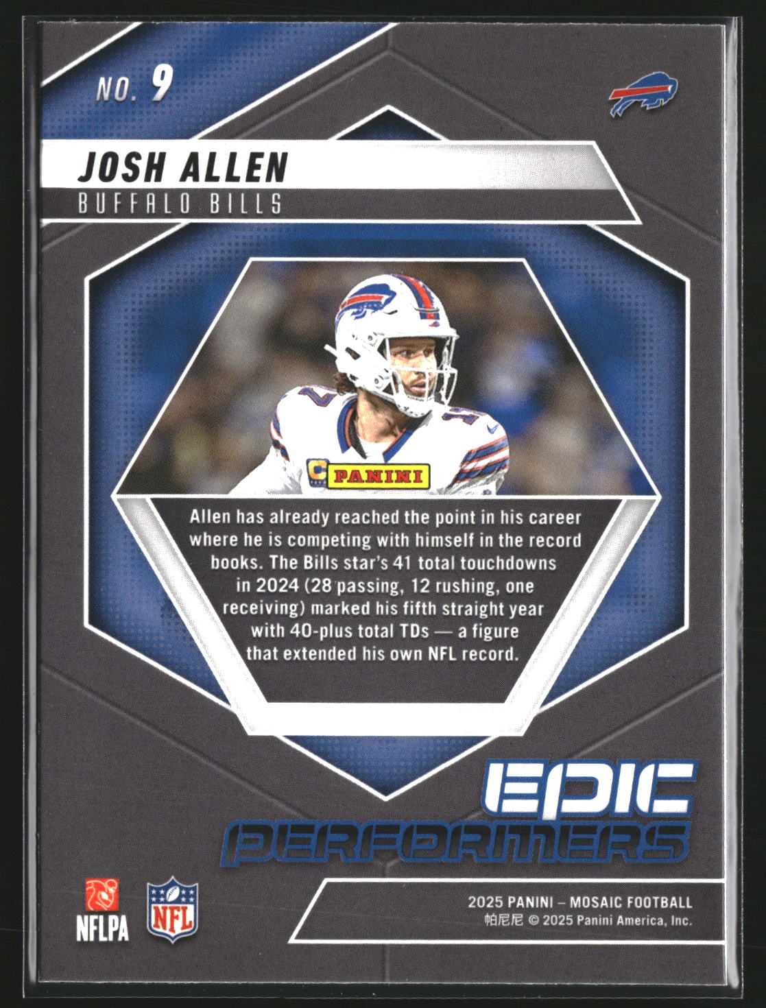 Josh Allen 2025 Panini Mosaic 9 Epic Performers Mosaic Buffalo Bills