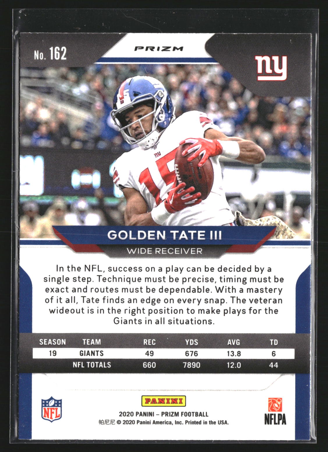 Golden Tate III 2020 Panini Prizm 162 Prizm New York Giants