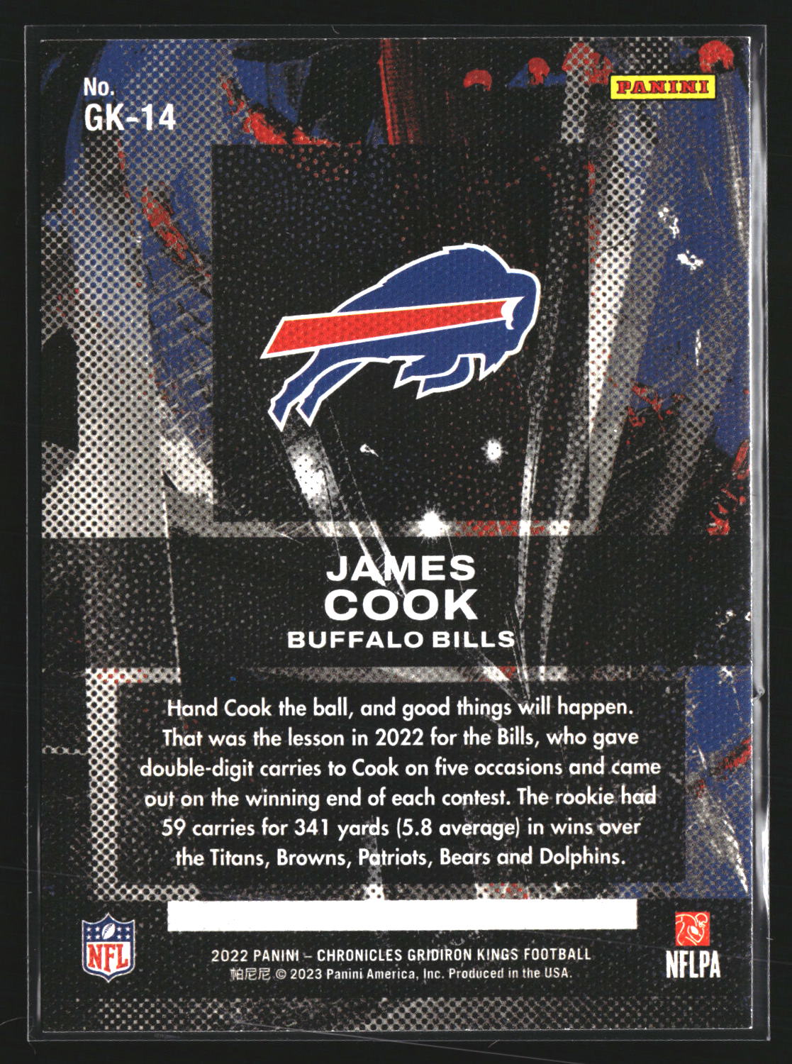 James Cook 2022 Panini Chronicles GK-14 Gridiron Kings RC Buffalo Bills