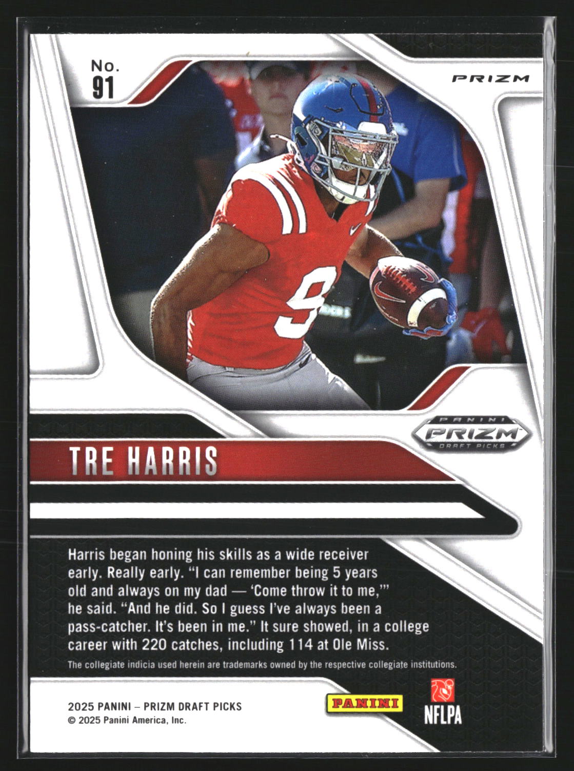 Tre Harris 2025 Panini Prizm Draft Picks 91 Prizm Ruby Wave Ole Miss Rebels