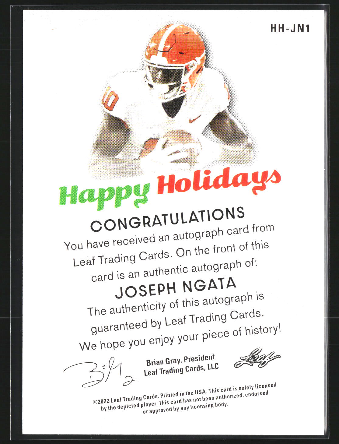 Joseph Ngata 2022 Leaf Holiday Packs HH-JN1 AU AU Cleveland Browns