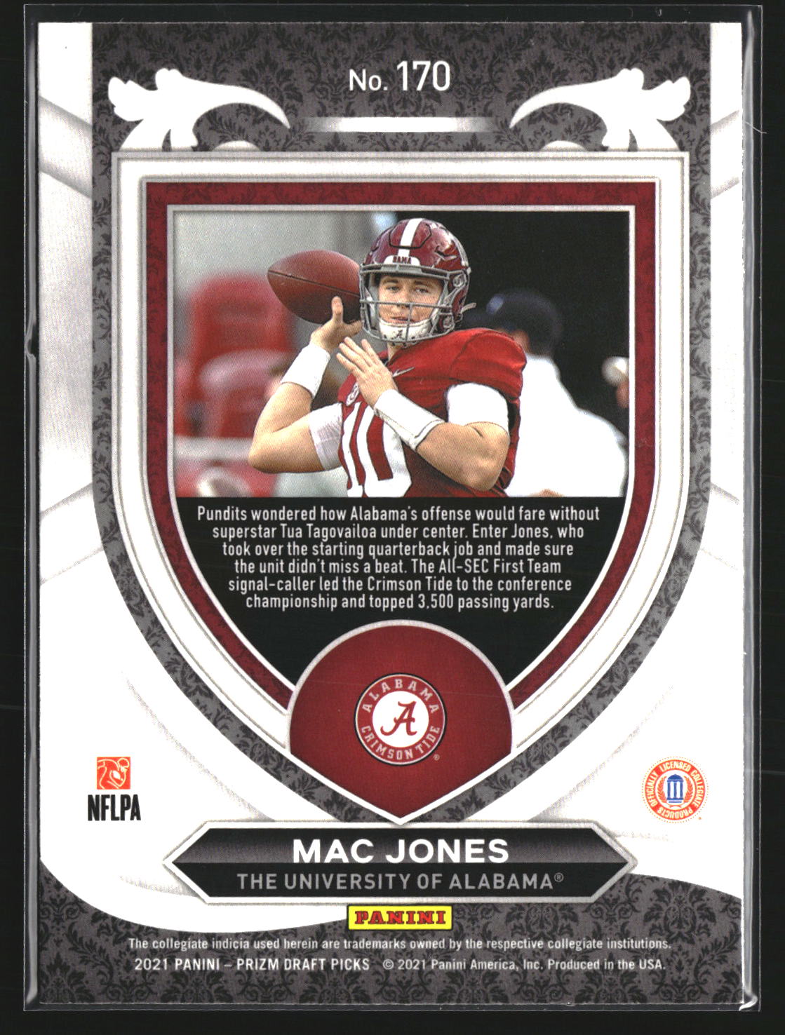 Mac Jones 2021 Panini Prizm Draft Picks Collegiate 170 Alabama Crimson Tide