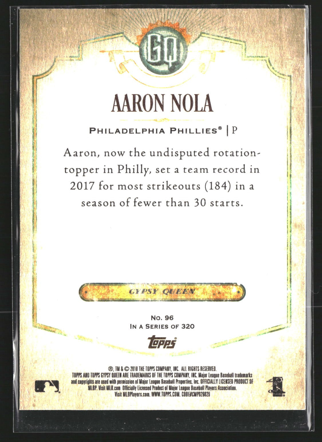Aaron Nola 2018 Topps Gypsy Queen 96 Green Philadelphia Phillies