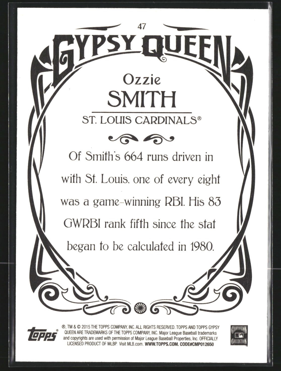 Ozzie Smith 2015 Topps Gypsy Queen 47 St. Louis Cardinals