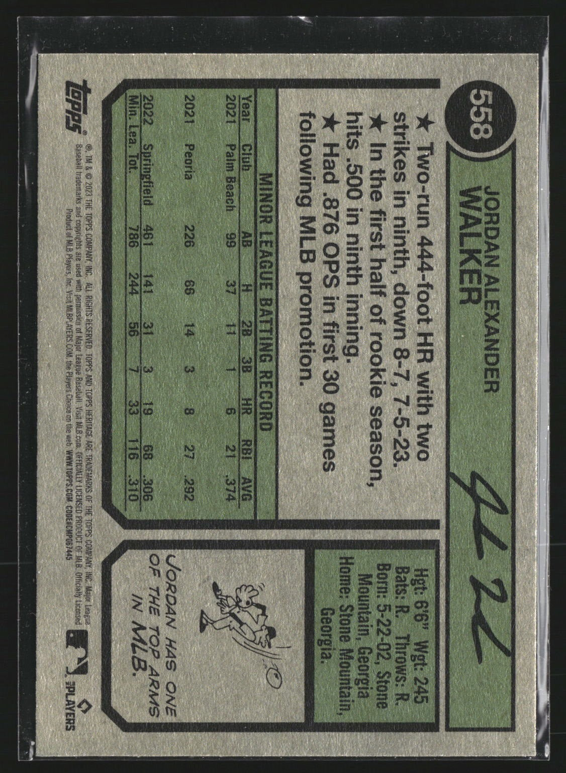 Jordan Walker 2023 Topps Heritage 558 RC RC St. Louis Cardinals