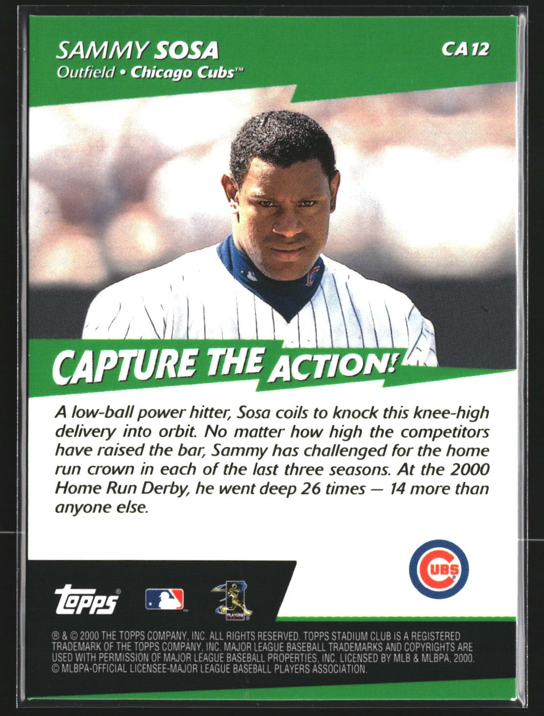 Sammy Sosa 2001 Stadium Club CA12 Capture the Action Chicago Cubs